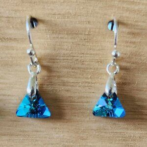 NWOT - Hand Crafted Bermuda Blue Austrian Crystal Dangle Earrings
